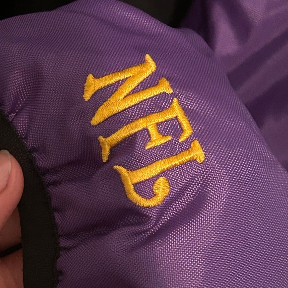 Vintage Reversible 90s Minnesota Vikings Jacket Nylon Fleece NFL Embroidered - Picture 3 of 16